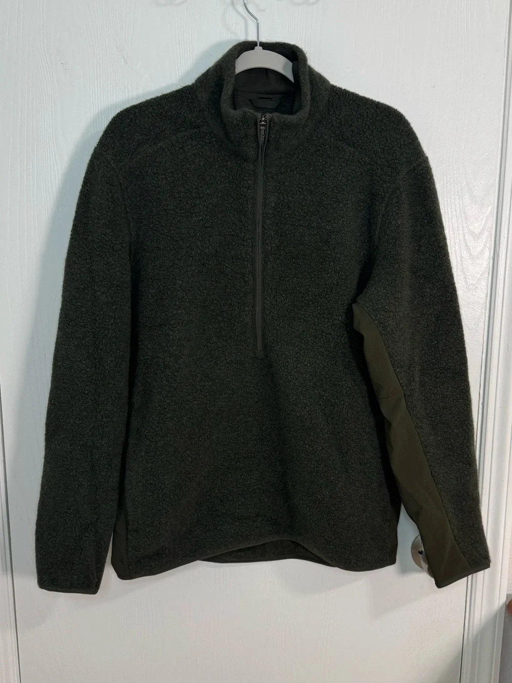 Lululemon Tundra Trek 1/2 Zip Heathered Dark Olive Men’s Size L Active Wool Cozy